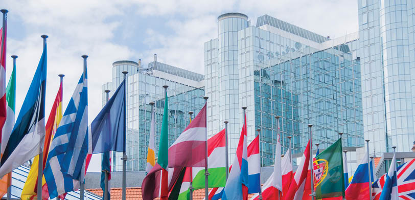 Europan flags at the european parliament